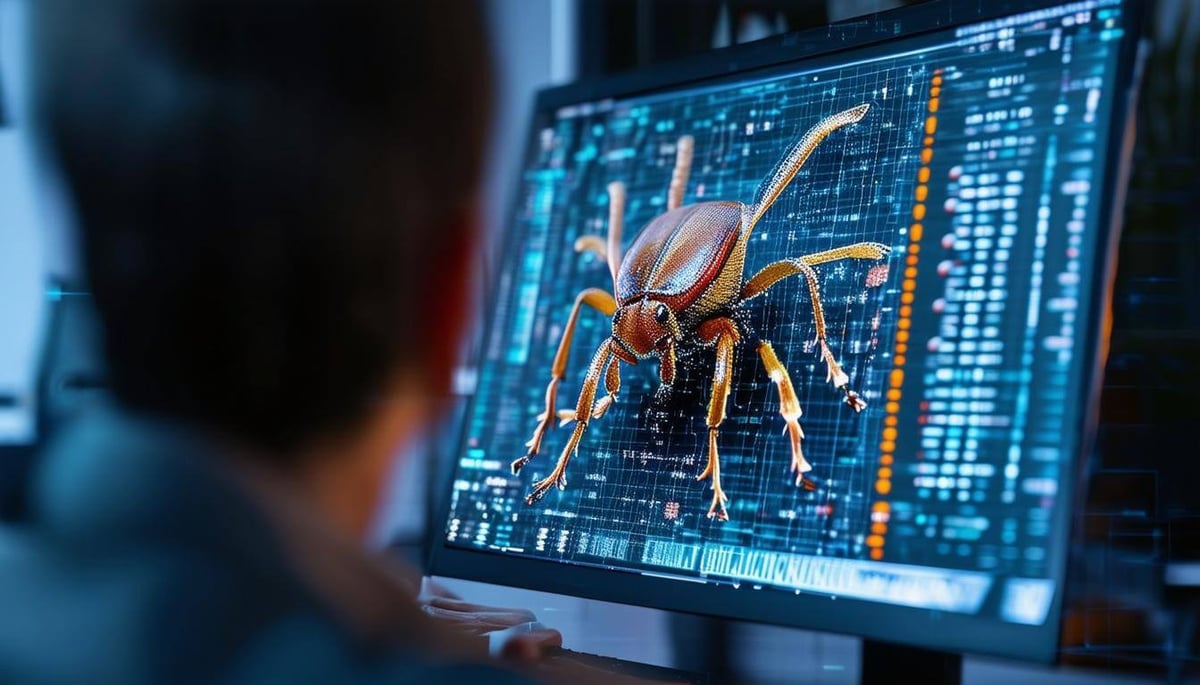 Person looking at spider on monitor